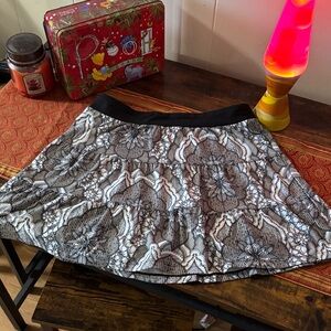 Prana Black and White Floral Skater Skirt